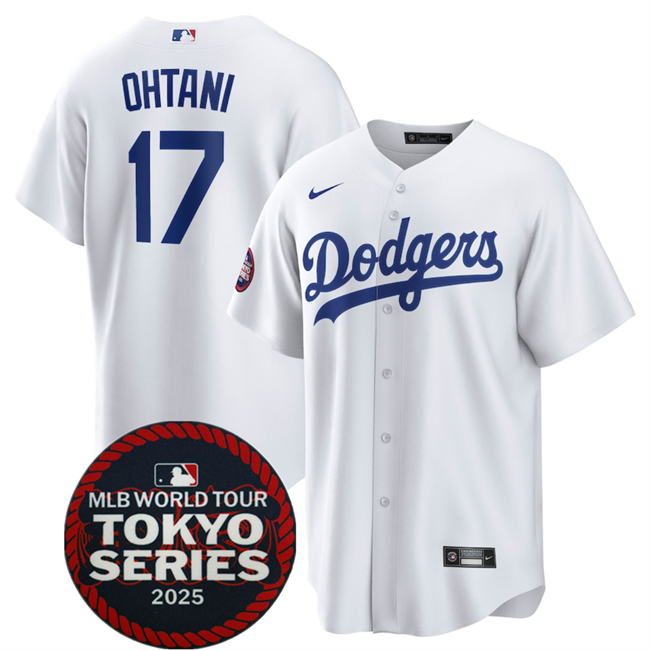 Los Angeles Dodgers #17 Shohei Ohtani White 2025 World Tour Tokyo Series Home Stitched Baseball Jersey