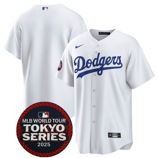 Los Angeles Dodgers Blank White 2025 World Tour Tokyo Series Home Stitched Baseball Jersey