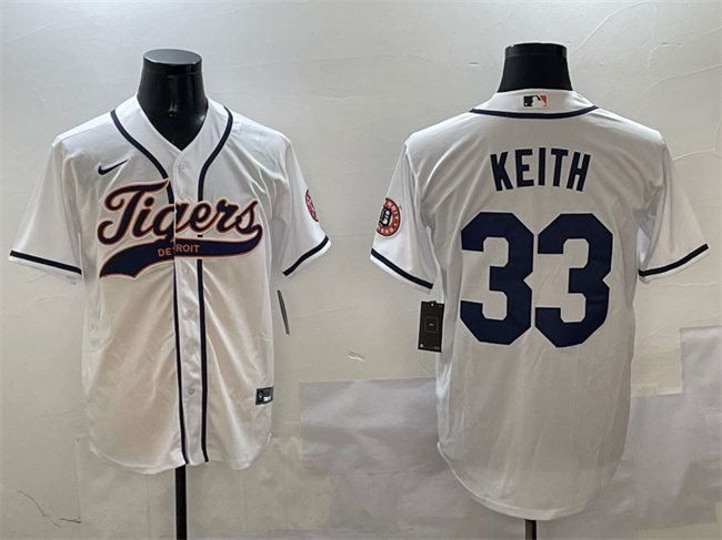 Detroit Tigers #33 Colt Keith White With Patch Cool Base Stitched Baseball Jersey
