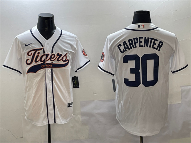 Detroit Tigers #30 Kerry Carpenter White With Patch Cool Base Stitched Baseball Jersey