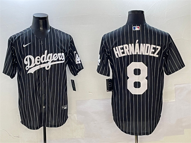 Los Angeles Dodgers #8 Enrique Hern??ndez Black Cool Base Stitched Baseball Jersey