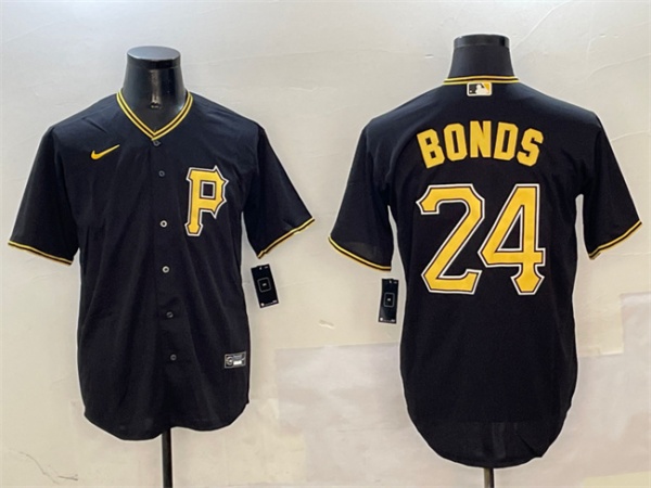 Pittsburgh Pirates #24 Barry Bonds Black Cool Base Stitched Baseball Jersey