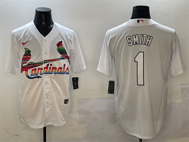 St. Louis Cardinals #1 Ozzie Smith White Cool Base Stitched Baseball Jersey