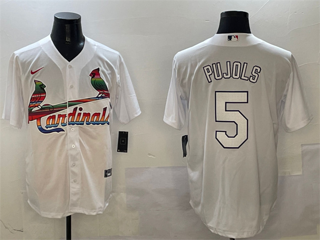 St. Louis Cardinals #5 Albert Pujols White Cool Base Stitched Baseball Jersey