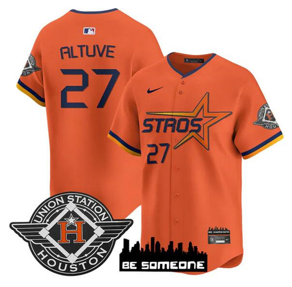 Houston Astros #27 Jose Altuve Orange 2025 City Connect Limited Stitched Baseball Jersey