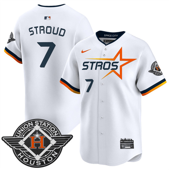 Houston Astros #7 C.J. Stroud White 2025 City Connect Limited Stitched Baseball Jersey Houston Astros #7 C.J. Stroud White 2025 City Connect Limited Stitched Baseball Jersey