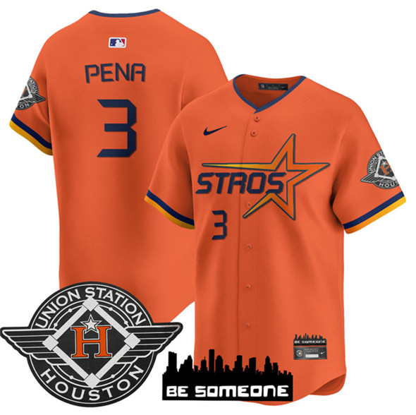 Houston Astros #3 Jeremy Pena Orange 2025 City Connect Limited Stitched Baseball Jersey Houston Astros #3 Jeremy Pena Orange 2025 City Connect Limited Stitched Baseball Jersey