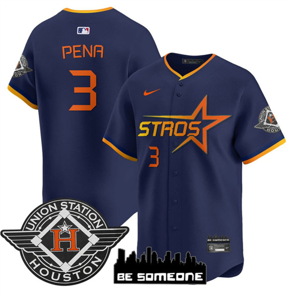 Houston Astros #3 Jeremy Pena Navy 2025 City Connect Limited Stitched Baseball Jersey Houston Astros #3 Jeremy Pena Navy 2025 City Connect Limited Stitched Baseball Jersey
