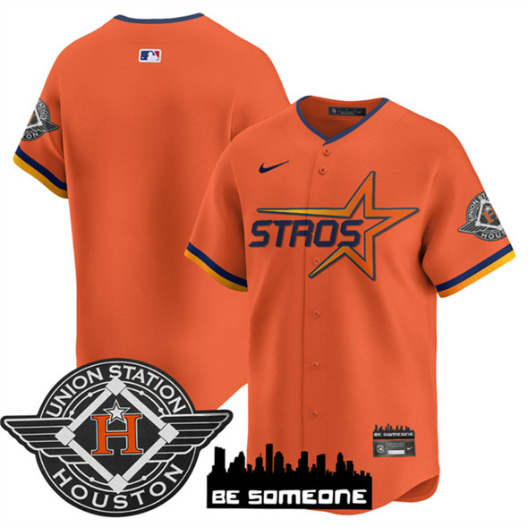 Houston Astros Blank Orange 2025 City Connect Limited Stitched Baseball Jersey