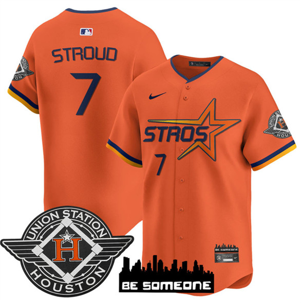 Houston Astros #7 C.J. Stroud Orange 2025 City Connect Limited Stitched Baseball Jersey