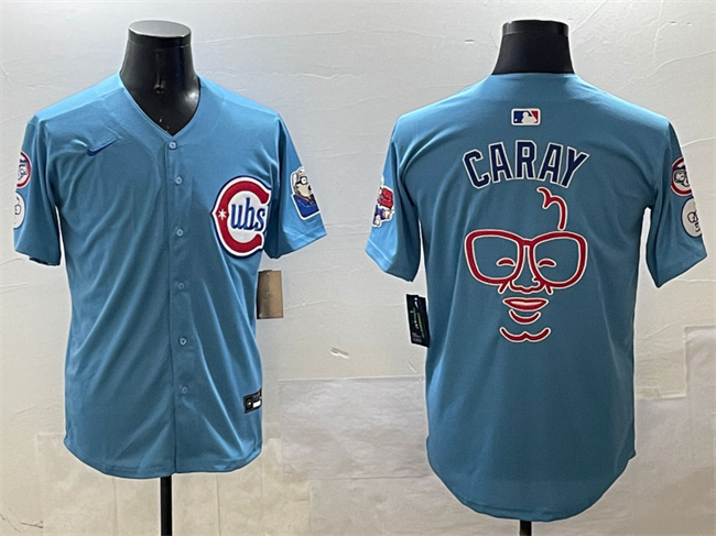 Chicago Cubs Blue Harry Caray 'Holy Cow' Patch 2024-25 2nd Alternate Limited Stitched Baseball Jersey Chicago Cubs Blue Harry Caray 'Holy Cow' Patch 2024-25 2nd Alternate Limited Stitched Baseball Jersey