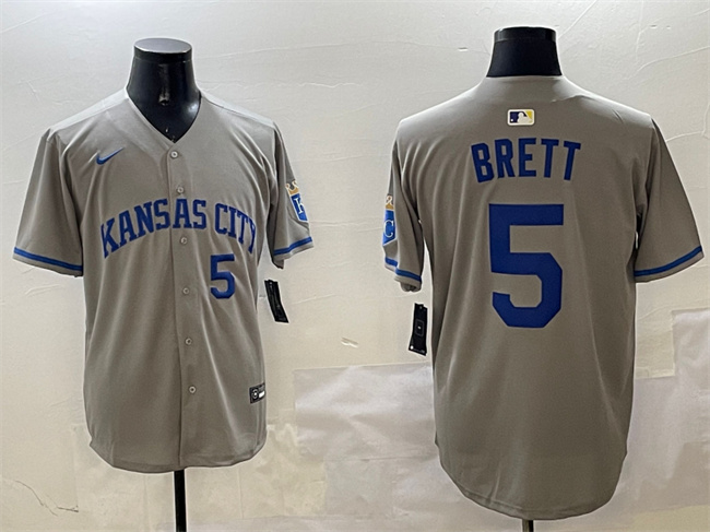 Kansas City Royals #5 George Brett Gray 2024 Away Limited Stitched Baseball Jersey