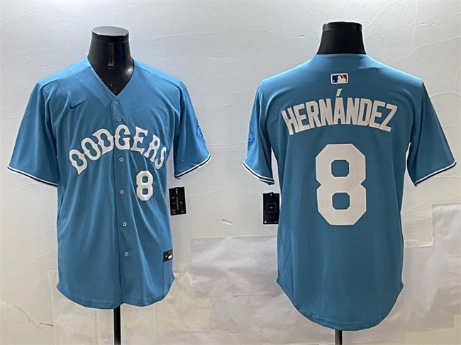 Los Angeles Dodgers #8 Enrique Hern??ndez Light Blue Limited Stitched Baseball Jersey