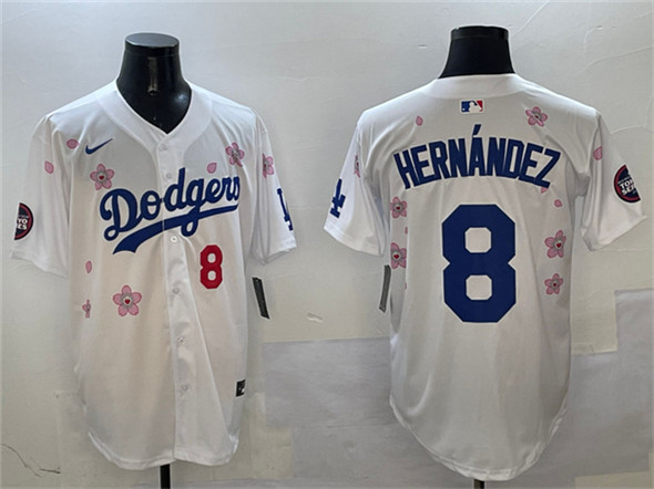 Los Angeles Dodgers #8 Enrique Hern??ndez White 2025 Tokyo Series Limited Stitched Baseball Jersey