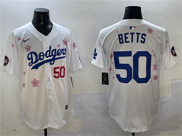 Los Angeles Dodgers #50 Mookie Betts White 2025 Tokyo Series Limited Stitched Baseball Jersey