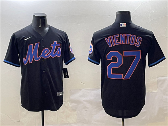 New York Mets #27 Mark Vientos Black Cool Base Stitched Baseball Jersey