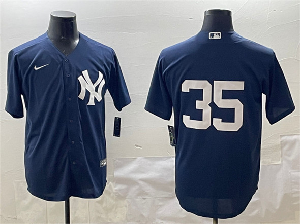 New York Yankees #35 Cody Bellinger Navy Cool Base Stitched Baseball Jersey