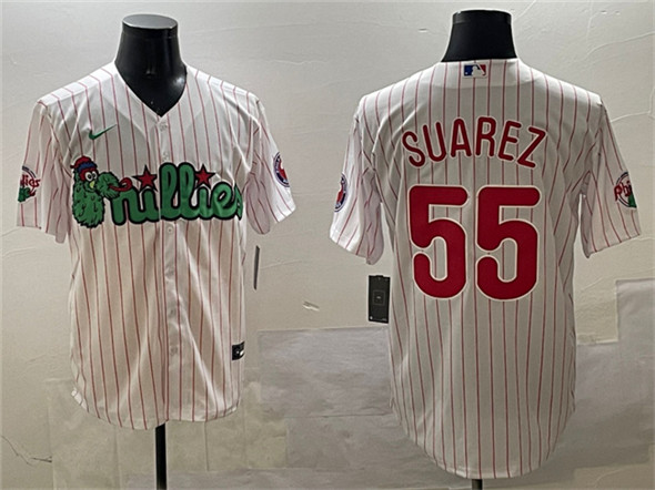 Philadelphia Phillies #55 Ranger Su??rez White Phanatic Cool Base Stitched Jersey