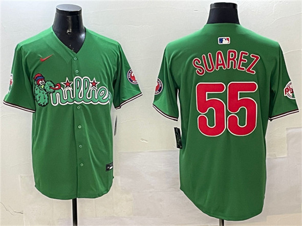 Philadelphia Phillies #55 Ranger Su??rez Green Phanatic Limited Stitched Jersey