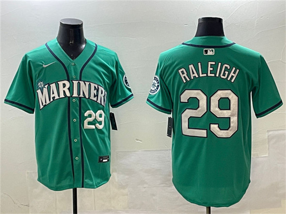 Seattle Mariners #29 Cal Raleigh Aqua Limited Stitched jersey Seattle Mariners #29 Cal Raleigh Aqua Limited Stitched jersey