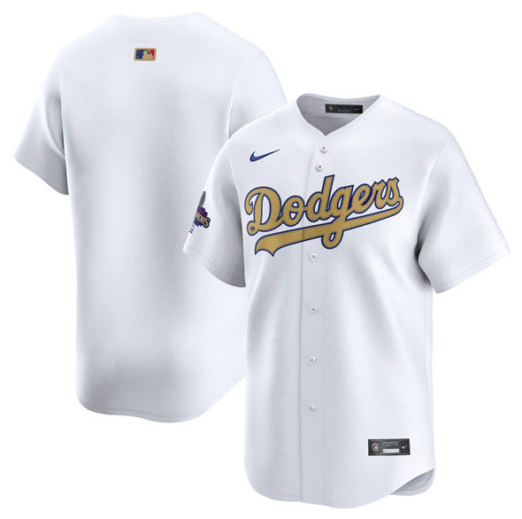 Los Angeles Dodgers Blank White 2025 Gold Collection Limited Stitched Baseball Jersey