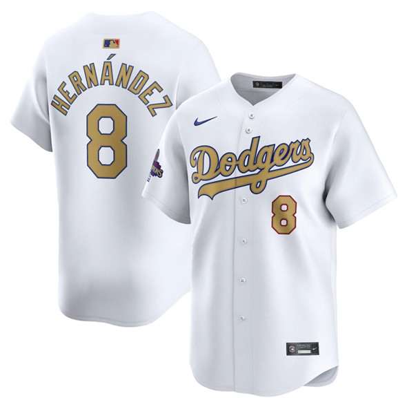 Los Angeles Dodgers #8 Enrique Hern??ndez White 2025 Gold Collection Limited Stitched Baseball Jersey