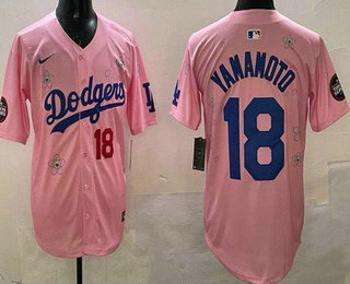 Los Angeles Dodgers #18 Yoshinobu Yamamoto Pink 2025 Tokyo Series Limited Jersey