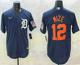 Detroit Tigers #12 Casey Mize Navy Alternate With Patch Cool Base Stitched Jersey