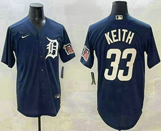 Detroit Tigers #33 Colt Keith Navy With Patch Cool Base Stitched Jersey