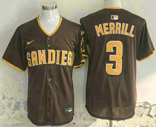 San Diego Padres #3 Jackson Merrill Brown Limited Stitched Jersey San Diego Padres #3 Jackson Merrill Brown Limited Stitched Jersey