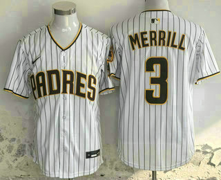 San Diego Padres #3 Jackson Merrill White Pinstripe Limited Stitched Jersey San Diego Padres #3 Jackson Merrill White Pinstripe Limited Stitched Jersey