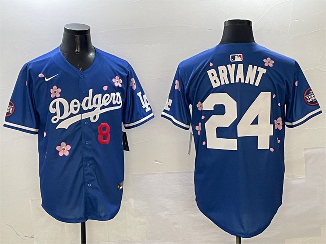 Los Angeles Dodgers Front #8 Back #24 Kobe Bryant Royal 2025 Tokyo Series Limited Stitched Baseball Jersey