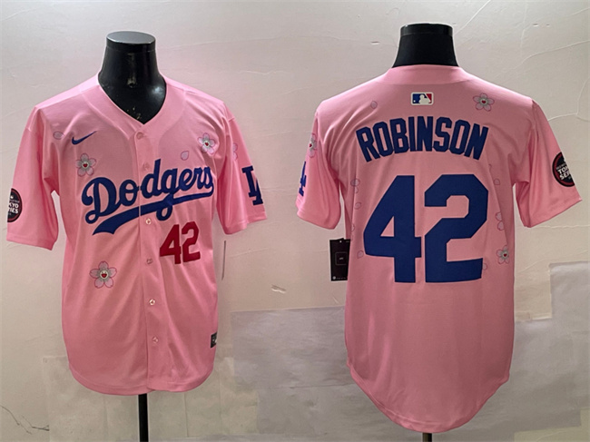 Los Angeles Dodgers #42 Jackie Robinson Pink 2025 Tokyo Series Limited Stitched Baseball Jersey