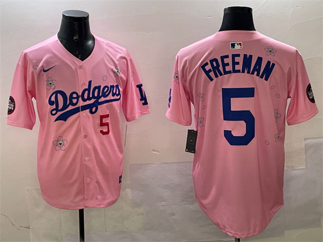Los Angeles Dodgers #5 Freddie Freeman Pink 2025 Tokyo Series Limited Stitched Baseball Jersey