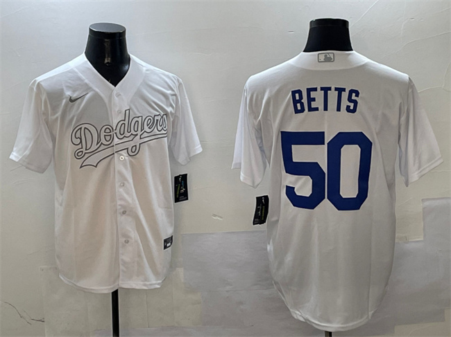 Los Angeles Dodgers #50 Mookie Betts White Fashion Cool Base Stitched Baseball Jersey