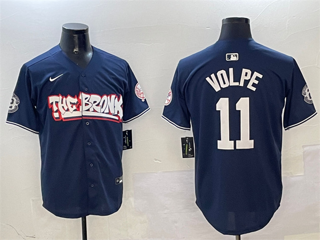 New York Yankees #11 Anthony Volpe Navy Bronx Graffiti Vapor Limited Stitched Baseball Jersey