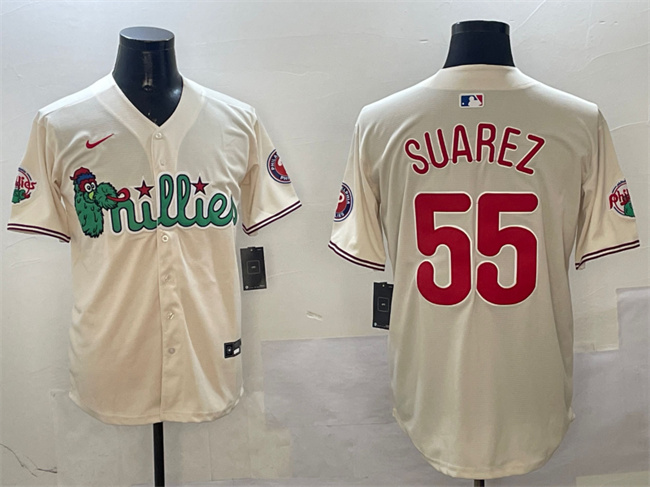 Philadelphia Phillies #55 Ranger Su??rez Cream Phanatic Limited Stitched Jersey