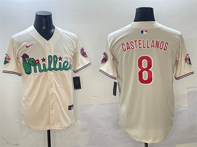 Philadelphia Phillies #8 Nick Castellanos Cream Phanatic Limited Stitched Jersey