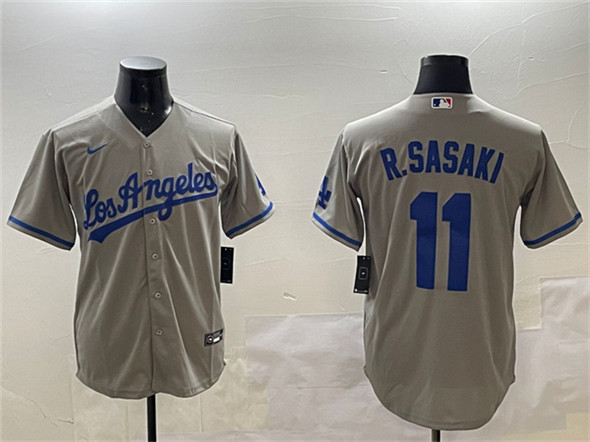 Los Angeles Dodgers #11 Roki Sasaki Gray Cool Base Stitched Baseball Jersey Los Angeles Dodgers #11 Roki Sasaki Gray Cool Base Stitched Baseball Jersey