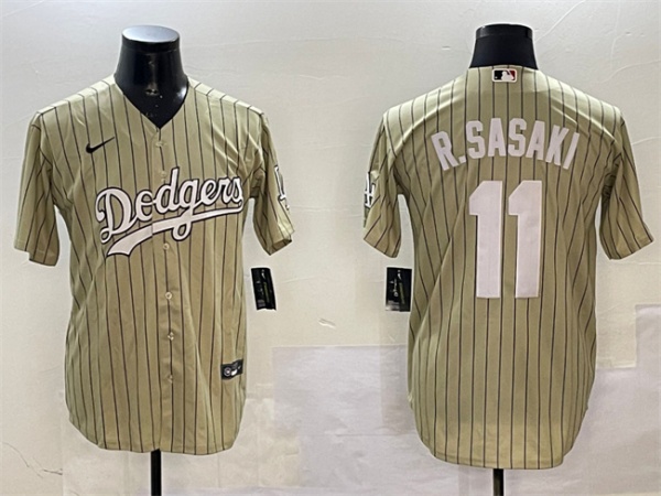 Los Angeles Dodgers #11 Roki Sasaki Cream Cool Base Stitched Baseball Jersey Los Angeles Dodgers #11 Roki Sasaki Cream Cool Base Stitched Baseball Jersey