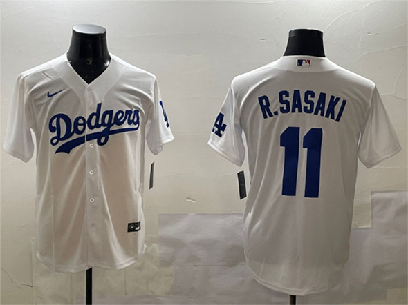 Los Angeles Dodgers #11 Roki Sasaki White Cool Base Stitched Baseball Jersey Los Angeles Dodgers #11 Roki Sasaki White Cool Base Stitched Baseball Jersey