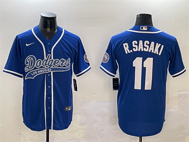 Los Angeles Dodgers #11 Roki Sasaki Royal With Patch Cool Base Stitched Baseball Jersey Los Angeles Dodgers #11 Roki Sasaki Royal With Patch Cool Base Stitched Baseball Jersey