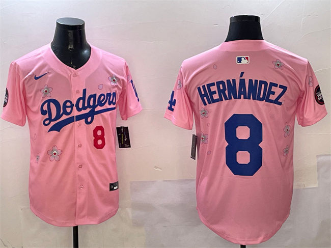 Los Angeles Dodgers #8 Enrique Hern??ndez Pink 2025 Tokyo Series Limited Stitched Baseball Jersey