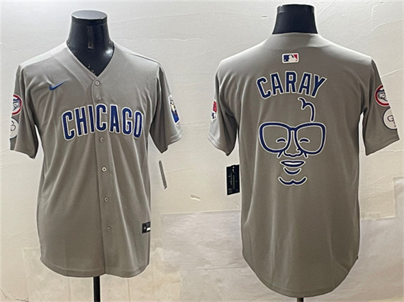 Chicago Cubs Gray Harry Caray Holy Cow Patch Limited Stitched Baseball Jersey Chicago Cubs Gray Harry Caray Holy Cow Patch Limited Stitched Baseball Jersey