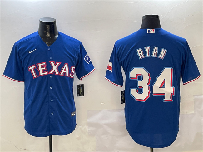 Texas Rangers #34 Nolan Ryan Royal Cool Base Stitched Baseball Jersey