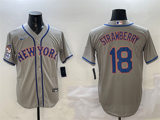New York Mets #18 Darryl Strawberry Grey 2025 Spring Training Cool Base Stitched Baseball Jersey