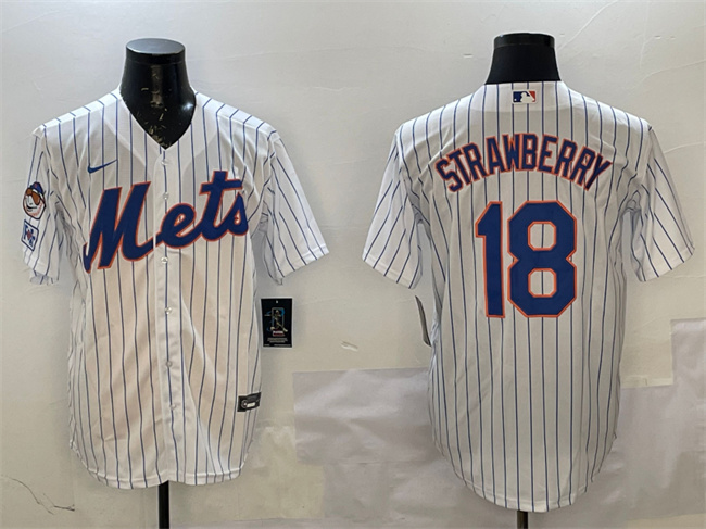 New York Mets #18 Darryl Strawberry White 2025 Spring Training Cool Base Stitched Baseball Jersey