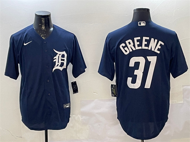Detroit Tigers #31 Riley Greene Navy Cool Base Stitched Baseball Jersey