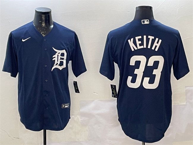 Detroit Tigers #33 Colt Keith Navy Cool Base Stitched Baseball Jersey