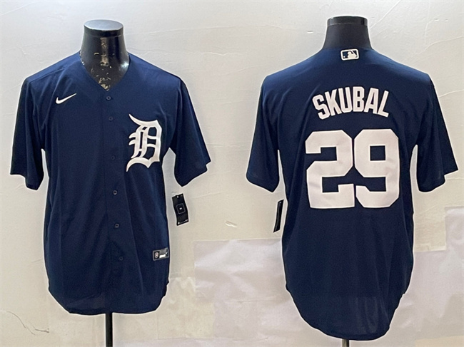 Detroit Tigers #29 Tarik Skubal Navy Cool Base Stitched Baseball Jersey